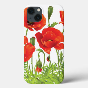 Horizontale Grenze mit roter Mohnblume Case-Mate iPhone Hülle