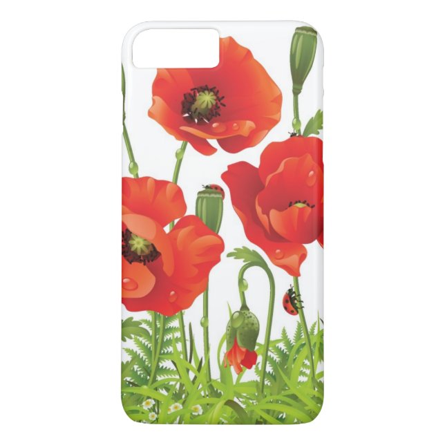 Horizontale Grenze mit roter Mohnblume Case-Mate iPhone Hülle (Rückseite)