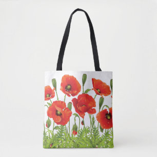 Horizontale Grenze mit roter Mohnblume Tasche