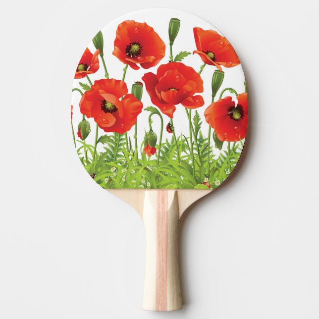 Horizontale Grenze mit roter Mohnblume Tischtennis Schläger (Vorderseite)