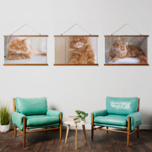 Horizontale Landschaftsfamilienkatze Foto individu Wandteppich Mit Holzrahmen