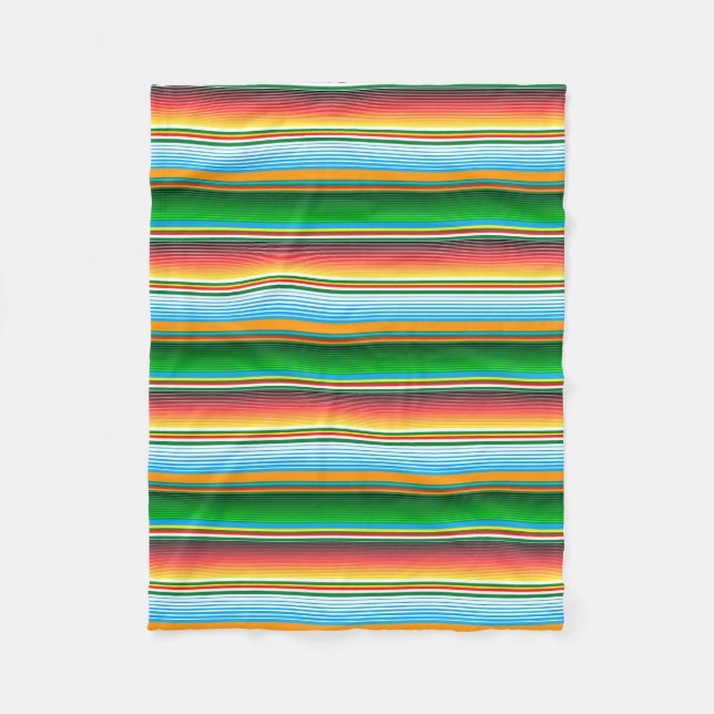 Horizontale Linien mit mexikanischem Serape, farbi Fleecedecke (Vorderseite)