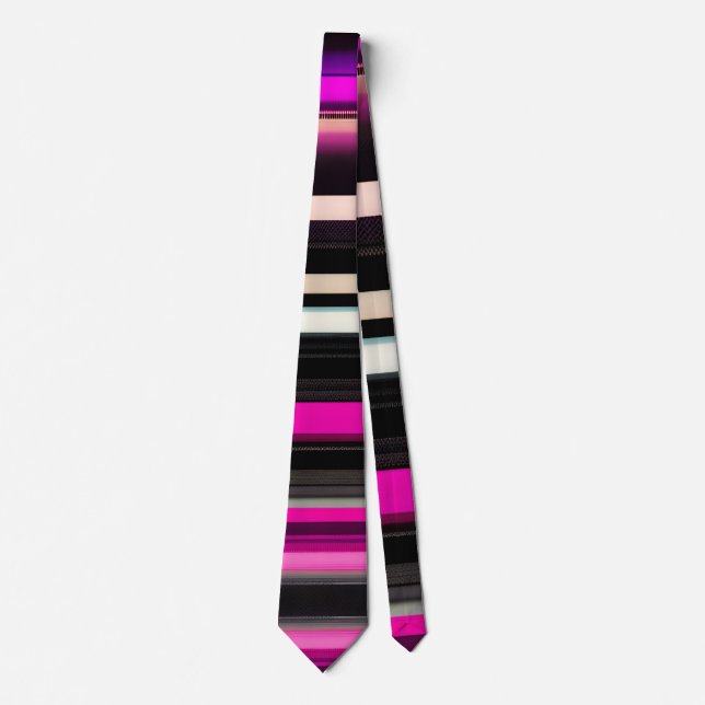 Horizontale Linien Schwarz Rosa Amou Geometrisches Krawatte (Vorderseite)