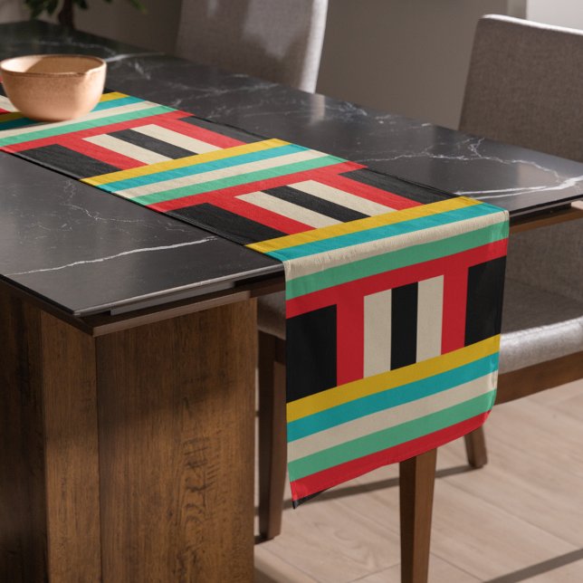 Horizontale mehrfarbige vertikale Streifen Kurzer Tischläufer (table runner)