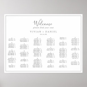 Horizontale Minimalistische Silber-Sitzkarte Poster