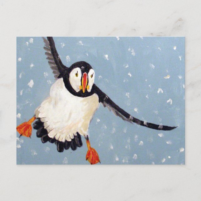 Horizontale Postkarte "A Playful Puffin" (Vorderseite)