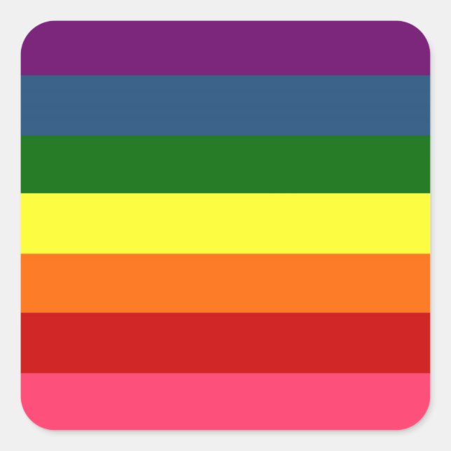 Horizontale Regenbogenstreifen Quadratischer Aufkleber (Vorderseite)
