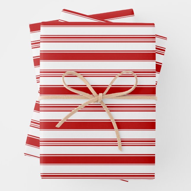 Horizontale rote und weiße Streifen (groß) Geschenkpapier Set (Beispiel)