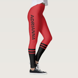 Horizontale schwarze Streifen   Name   Motor Rot Leggings