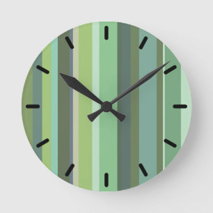 Horizontale Streifen aus Olivengrün Runde Wanduhr
