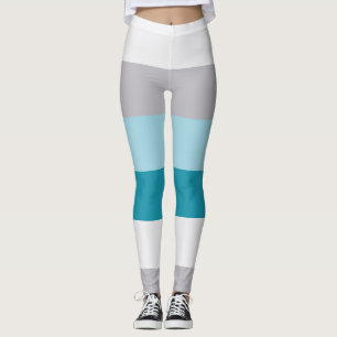 Horizontale Streifen Blaues, grau gestreiftes Must Leggings