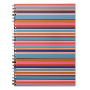 Horizontale Streifen blaurosa Terracotta Retro Notizblock