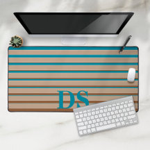 Horizontale Streifen, braun und blau, Monogramm
