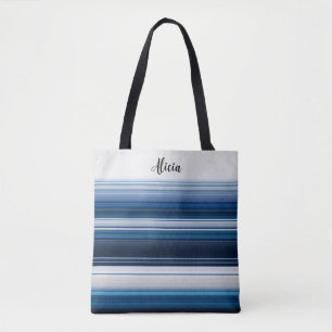 Horizontale Streifen in blau-weißem Grau Tasche