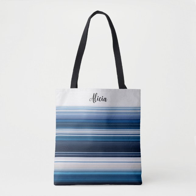 Horizontale Streifen in blau-weißem Grau Tasche (Vorderseite)