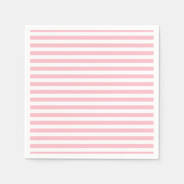 Horizontale Streifen in Rosa und Weiß Serviette (Vorderseite)