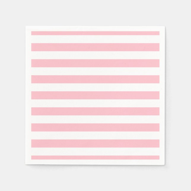 Horizontale Streifen in rosa und weißem Großformat Serviette (Vorderseite)