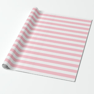Horizontale Streifen in rosa und weißem Medium Geschenkpapier