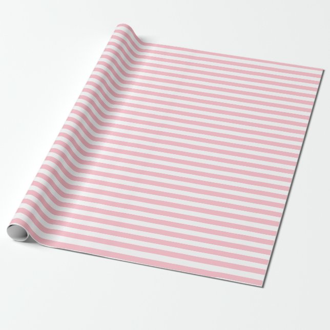 Horizontale Streifen in rosa und weißer Größe Geschenkpapier (Ungerollt)