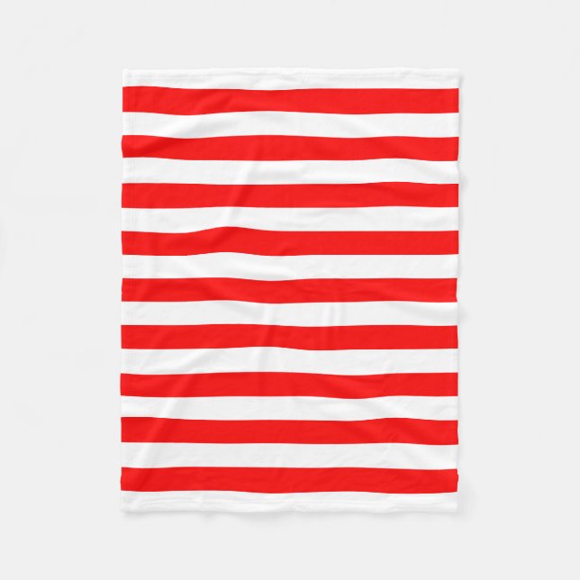 Horizontale Streifen in Rot und Weiß Fleecedecke (Vorderseite)
