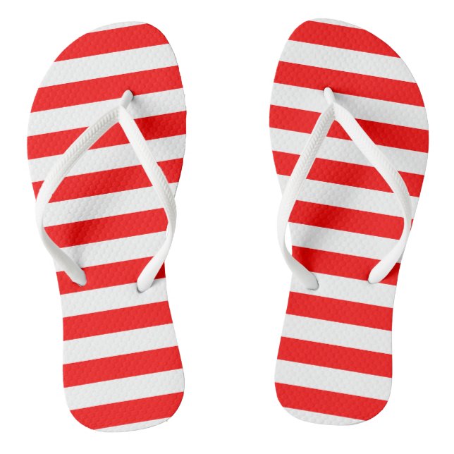 Horizontale Streifen in Rot und Weiß Flip Flops (Fußbett)