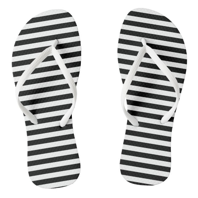 Horizontale Streifen in Schwarz und Weiß Flip Flops (Fußbett)