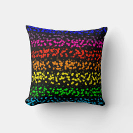 Horizontale Streifen mit Punkten in Regenbogenfarb Kissen