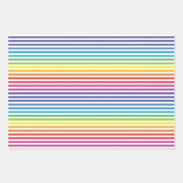 Horizontale Streifen mit weißem Regenbogen Geschenkpapier Set