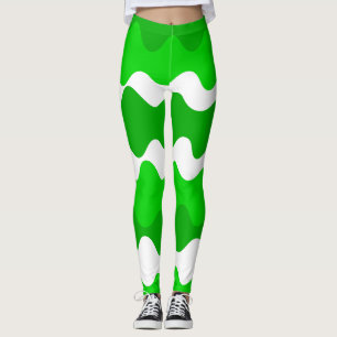 Horizontale Wellen in Grün und Weiß Leggings