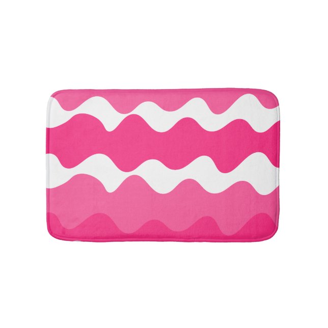 Horizontale Wellen in Rosa und Weiß Badematte (Vorderseite)
