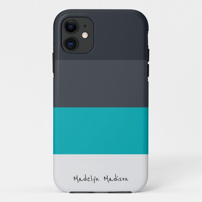 Horizontaler Farbblock Schwarz & Grau Case-Mate iPhone Hülle (Rückseite)