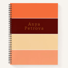 Horizontaler Farbblock Streifen Orange & Peach Notizbuch