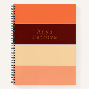 Horizontaler Farbblock Streifen Orange & Peach Notizbuch