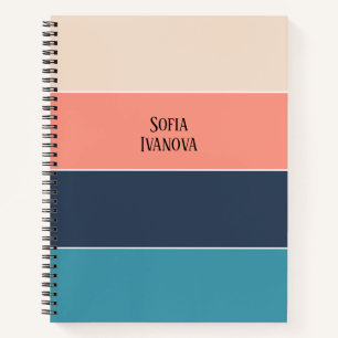 Horizontaler Farbblock Streifen Rosa und Blau Notizbuch