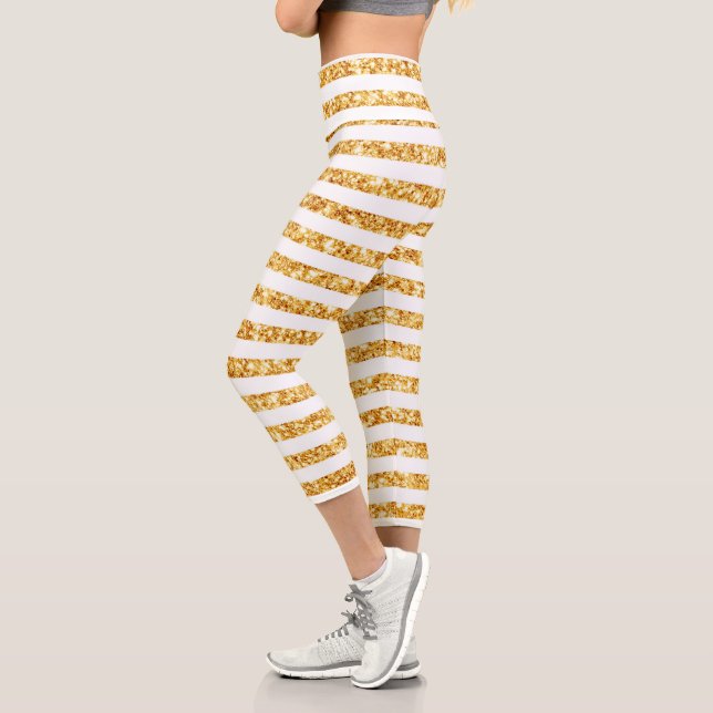 Horizontaler Glitzer Boho Popular Collection Capri Leggings (Links)