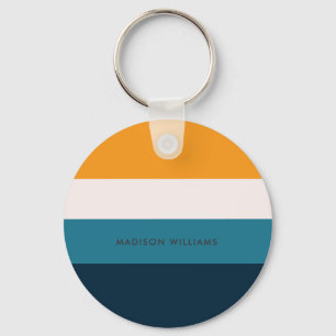 Horizontaler Monogramm-Farbblock-Minimalistischer Schlüsselanhänger