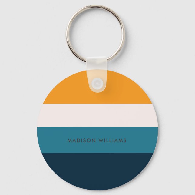 Horizontaler Monogramm-Farbblock-Minimalistischer  Schlüsselanhänger (Vorderseite)