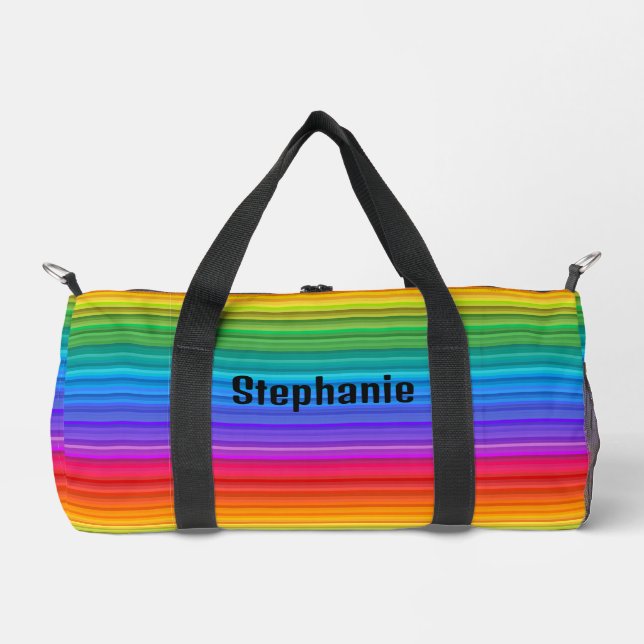 Horizontaler Regenbogenstreifen Design Duffel Bag Duffle Bag (Vorderseite)