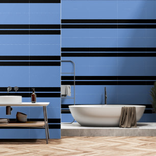 Horizontaler schwarz-weichblauer Streifen Tapete
