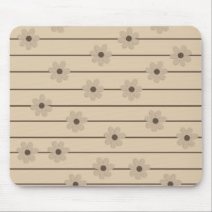 Horizontaler Streifen Brown Khaki Blume Y2K Muster Mousepad