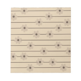 Horizontaler Streifen Brown Khaki Blume Y2K Muster Notizblock
