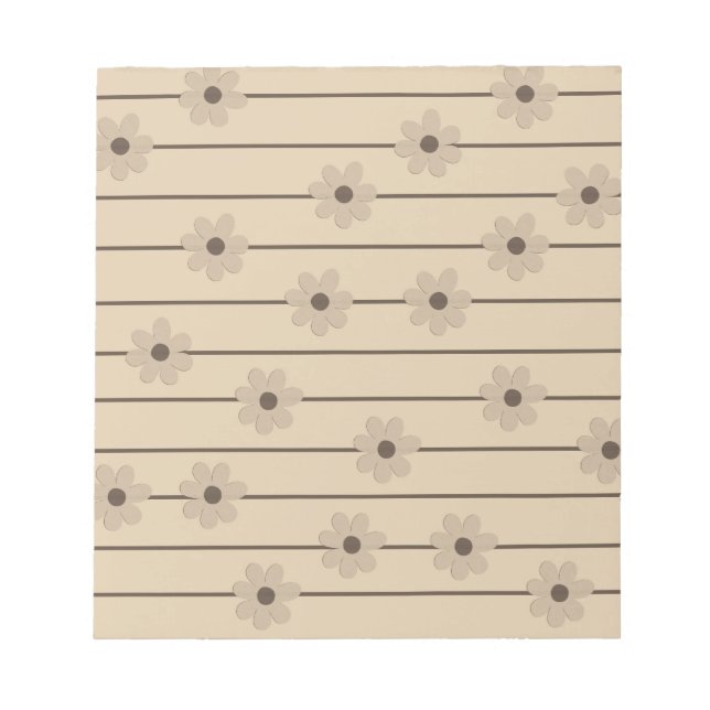 Horizontaler Streifen Brown Khaki Blume Y2K Muster Notizblock (Vorderseite)