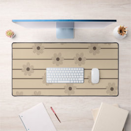 Horizontaler Streifen Brown Khaki Blume Y2K Muster Schreibtischunterlage