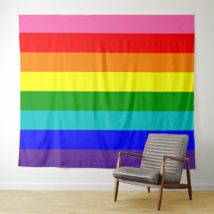 Horizontales Acht-Streifen-Regenbogenfarbenfeld Wandteppich