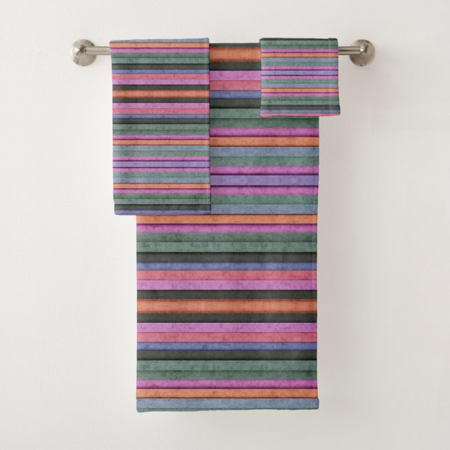 Horizontales, farbiges Streifen Badhandtuch Set (Insitu)