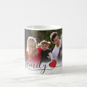 Horizontales Foto des Familien-Herz-  Kaffeetasse