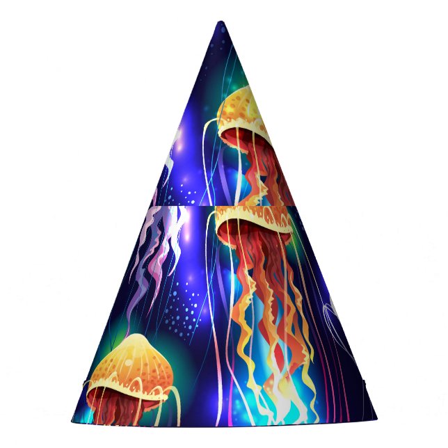 Horizontales glühendes Unterwasser-Quallen-Banner Partyhütchen (Vorderseite)