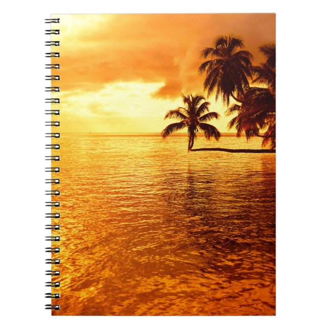 Horizontales Palme-Sonnenuntergangnotizbuch Notizblock (Vorderseite)