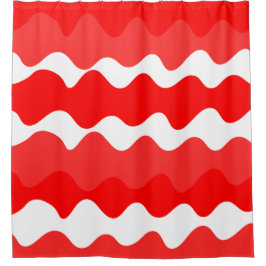 Horizontales, rotes und weißes Muster Duschvorhang