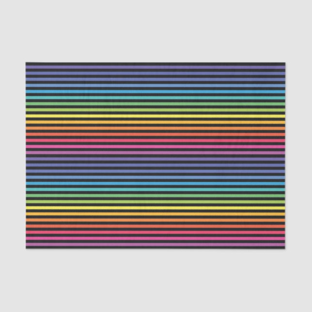 Horizontales, schwarzes Rainbow-Streifenpapier Seidenpapier (Vorderseite)